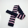 Men's Knitted Striped Flat Tie Casual Navy Pink White Fashion Neckwear Accessory Item - Dark Blue Pink White Stripe