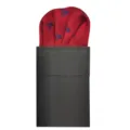 Heren pak pochet rood met blauw doodshoofd patroon vooraf gevouwen zakdoek - KDJ28 Bordeaux Schedel