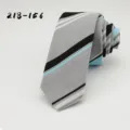 Men's stylish diagonal striped necktie in gray, black, and blue. Perfect for business wear. - Grey Blue Stripe