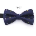Navy blue polka dot bow tie, colorful dots flat-end formal necktie for men and women - TJ27 Dark Blue Colorful Dot