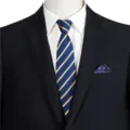 Men's blue and yellow striped business zipper necktie suit accessory for professional wear. - STJ142