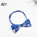 Herren verstellbare Blumenmuster Fliege, elegante blaue Stoffkrawatte fuer Hochzeitsfeiern. - Blau Floral (B01)
