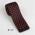 Men's Black and Red Knitted Flat-End Necktie Stylish Casual Business Suit Tie M-101 - Black & Red