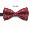 Red floral bow tie for formal wedding and business banquets, flat head design for daily wear. - TJ28 Red Floral