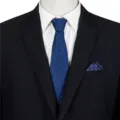 Men's business formal tie set featuring a black suit, white shirt and blue jacquard tie. - STJ150