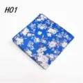 Heren blauw bloemen zakdoek katoen pak pochet formele bruiloft accessoire variant H01 - H01