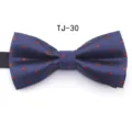Blue red polka dot bow tie for men and women, perfect for formal wedding business banquet wear. - TJ30 Dark Blue Red Dot