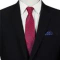 Red jacquard business necktie with blue square pattern for men suit uniform SKU - STJ144