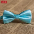 Herren blaue Satin Fliege, klassische einfarbige formelle Schleife fuer Hochzeit Business. - L33