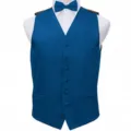 Men's blue suit vest and bow tie set slim fit formal waistcoat for party wedding. - S / Set (Blue)