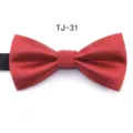 Red flat-head bow tie for men and women, classic textured formal wedding business accessory. - TJ31 Red Embossed