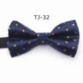 Navy blue gold dotted bow tie for men women formal wedding business party eventwear style - TJ32 Blue Gold Dot Stripe