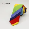 Colorful striped knit tie variant, retro fashion necktie for men, stylish party wear accessory. - Colorful Striped Knit