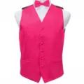 Hot Pink Men Suit Vest and Bow Tie Set Slim Fit Formal Waistcoat for Party Wedding - S / Set (Bright Pink)