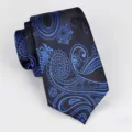 Schwarze blaue Paisley Krawatte Herren Seide Optik Hochzeit Business schmale Krawatte - A68