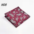 Heren bordeauxrode bloemen pochet voor pak, elegante trouwfeest zakdoek voor stijlvolle mannen. - H08