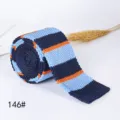 Men's knitted striped necktie casual flat head blue and orange design for stylish wear - 146#