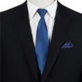 Men's business striped zipper tie set with suit jacket and pocket square for formal wear. - STJ146
