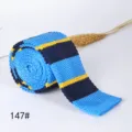 Men's knitted striped flat-head tie blue yellow stylish casual business neckwear accessory - 147#