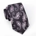 Herren stilvolle schwarze Paisley Krawatte Hochzeit formelle Business Polyester Krawatte - A71
