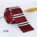 Knitted tie for men, retro burgundy striped flat-tip necktie, casual woven design. - 167#