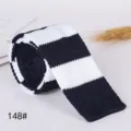 Men's knitted striped tie flat end casual necktie navy blue and white fashion accessory - 148#