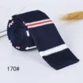 Men's Knitted Striped Tie Casual Flat End Necktie Blue Red White Classic Business Wear - 170#