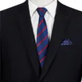 Men business formal zipper tie set with blue red striped tie black suit white shirt accessory - STJ151
