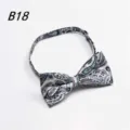 Herren blaue Paisley Muster Fliege mit verstellbarem Riemen für elegante Hochzeitsfeier Accessoire - Blau Grau Paisley (B18)