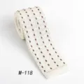 Men's Knitted Necktie Casual Square End Tie Off-White with Brown Pattern Design - Off-White with Brown Accents