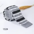 Men's stylish knitted striped flat tie casual black grey polyester necktie variant accessory - 152#