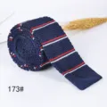 Herren Retro lässig Strick gestreifte flache Krawatte, marineblau mit rot weißen Streifen. - 173#