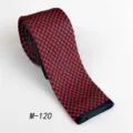Men's Red and Black Knitted Necktie Flat Head Casual Fashion Business Neckwear M-120 - Red & Black Pattern