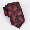 Schwarz-rote Paisley-Muster Polyester-Seide Herrenkrawatte für formelle und Freizeitkleidung - A79