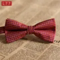 Herren Polyester Seide Fliege mit geometrischem Karomuster, ideal für Hochzeitsfeiern. - L77