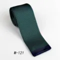 Men's knitted striped necktie with flat square end, casual wedding business dress accessory. - Green & Blue Striped