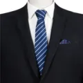 Men's Business Formal Striped Tie Blue Zipper Necktie With Uniform Accessory Variant - STJ133