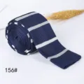 Men's navy blue knitted striped necktie flat head casual business wedding tie accessory. - 156#