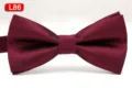 Herren bordeauxgestreifter Fliege Bräutigam Hochzeit Polyester Halstuch Freizeit Krawatte - L86