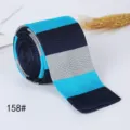 Men's knitted striped tie flat head casual business necktie in blue and grey style. - 158#