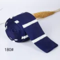 Blue knitted striped necktie variant, casual men's blue and white polyester flat tie 180# - 180 Grit