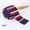 Men's knitted striped flat-tip tie, navy blue red white colorway, casual retro style. - 182# Style