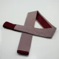 Men's knit necktie featuring a stylish burgundy and white striped design with a flat end. - Wine Red with White Stripes