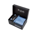 Set cravate homme formel affaires bleu avec boutons de manchette et pince en boite - D10