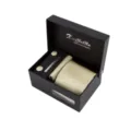 Coffret cadeau cravate homme motif carreaux jaunes boutons de manchette pince business - D13
