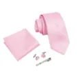 Set de corbata rosa para hombre pañuelo gemelos pasador diseño geométrico clásico. - Rosa Patrón Griego