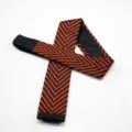 Knitted necktie black red chevron pattern, stylish flat-end men tie color variant. - Black Red Herringbone