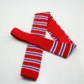 Men's red white and blue striped knit flat head tie, stylish casual necktie for men. - Red, White and Blue Stripes