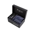 Coffret cadeau cravate rayée homme affaires avec boutons de manchette et pochette - K6