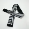 Black and white chevron knit tie, stylish flat-end knitted necktie for men casual wear. - Black and White Herringbone